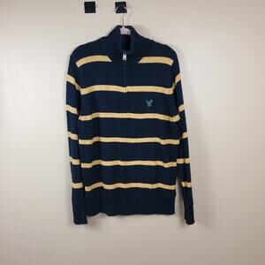 American Eagle Striped 1/4 Zip Heavy Knit Sweater Size XL
